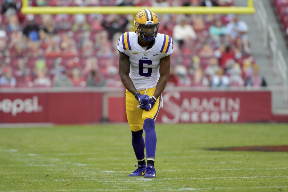 LSU WR Terrace Marshall Jr. has been a massive TD producer the past two seasons. (AP Photo/Michael Woods)