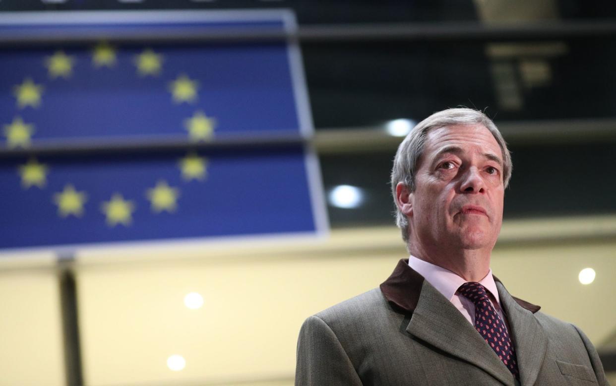 PA REVIEW OF THE YEAR 2020 File photo dated 29/01/20 of Nigel Farage leaving the European Parliament in Brussels, Belgium, for the last time. PA Photo. Issue date: Monday December 21, 2020. See PA story XMAS Year. Photo credit should read: Yui Mok/PA Wire - Yui Mok/PA Wire