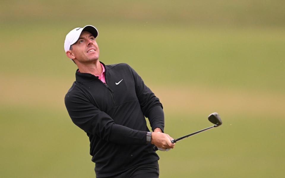 Rory McIlroy plays a second shot on the 11th hole during the second round of the 123rd U.S. Open - Ross Kinnaird/Getty Images