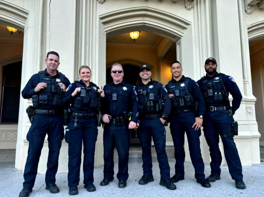 These Santa Rosa Police Department officers will remain on school campuses until winter break begins. (SRPD photo)