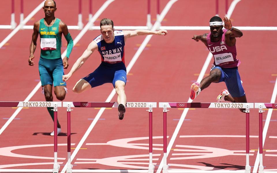 Karsten Warholm obliterated the world record in the 400m hurdles, while Rai Benjamin finished second - Shutterstock