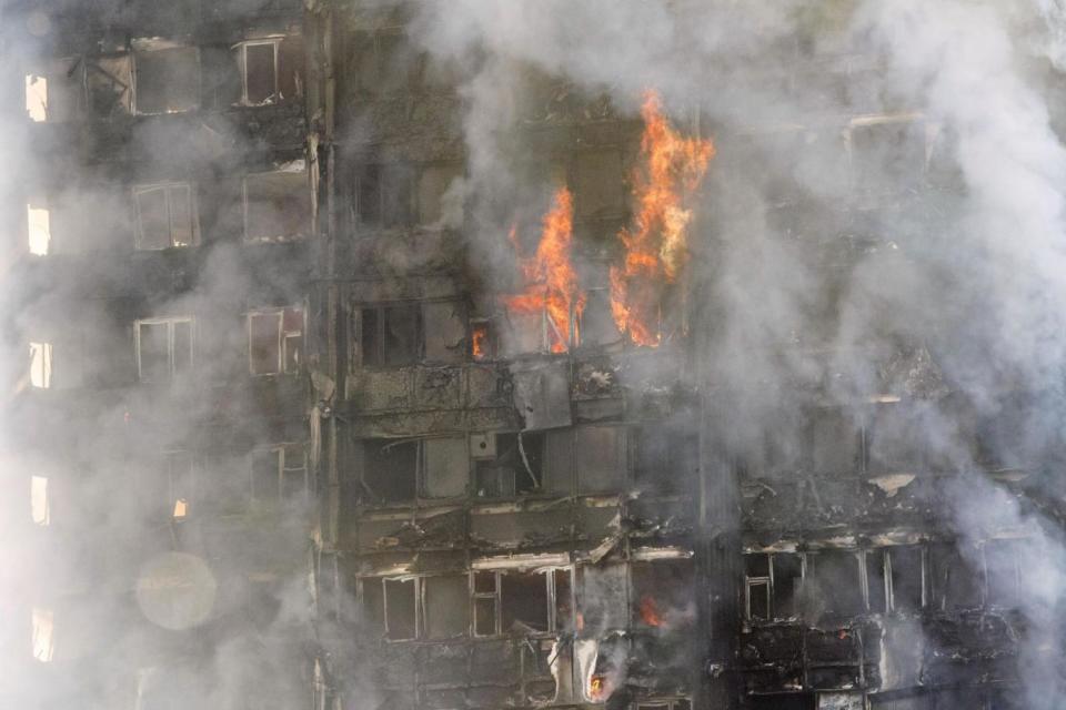 Smoke billows from the fire that engulfed the 24-storey Grenfell Tower (Rick Findler/PA)