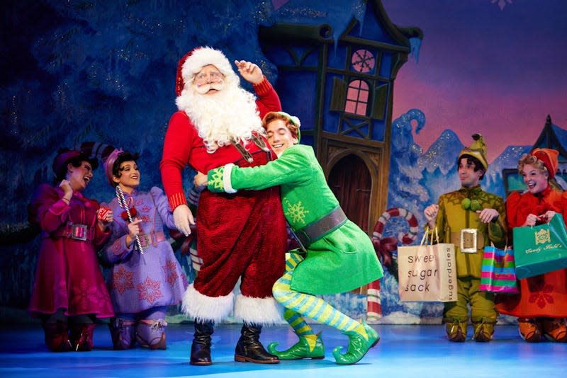 Mark Fishback is Santa and Cody Garcia is Buddy the elf in the national tour of "Elf the Musical."