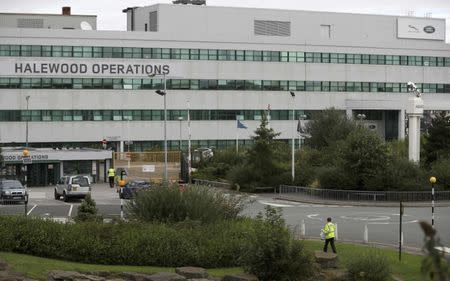 A man arrives for work at the Jaguar Land Rover plant at Halewood in Liverpool, northern England, September 12 , 2016. REUTERS/Phil Noble