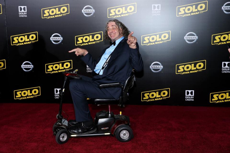 <p>Peter Mayhew attends the premiere of Disney Pictures and Lucasfilm's "Solo: A Star Wars Story" on May 10, 2018 in Hollywood, California.</p>
