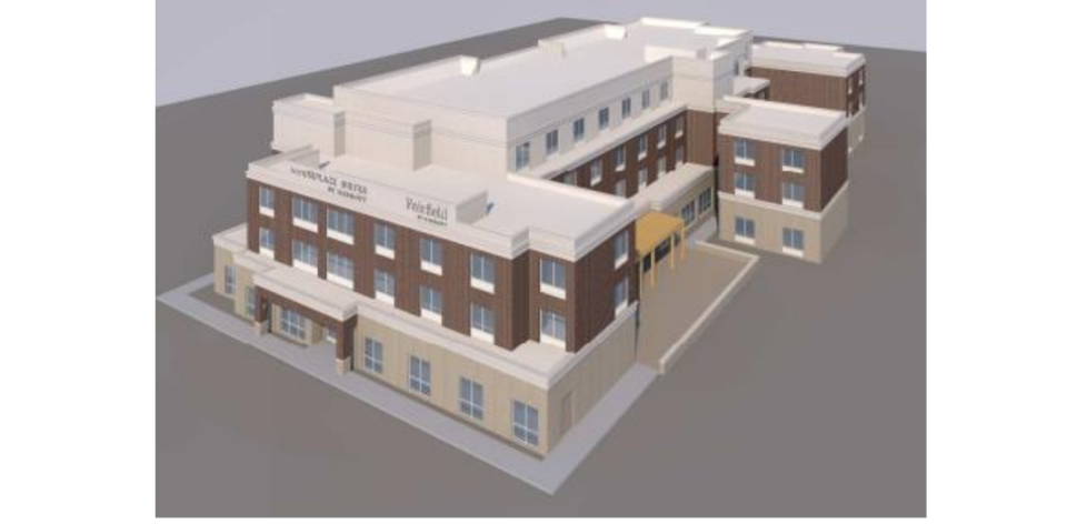 The “Northcross Hotel” project would include a Fairfield Inn and a TownePlace Suites extended-stay hotel, developer Hitesh ​Patel told the Huntersville Board of Commissioners during a Jan. 3, 2023, rezoning hearing.