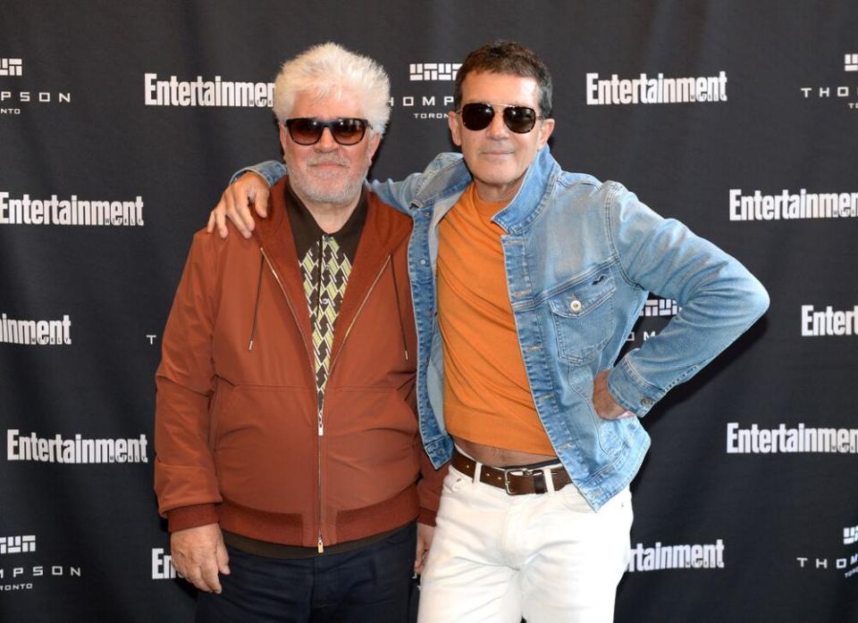 Pedro Almódovar and Antonio Bandera | Andrew Toth/Getty Images for Entertainment Weekly