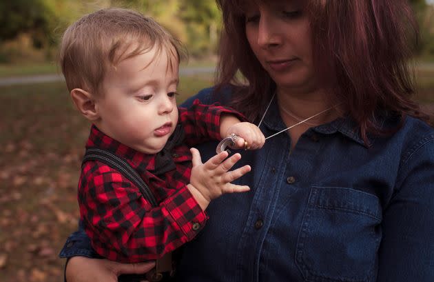 The author with her son M in 2019. 