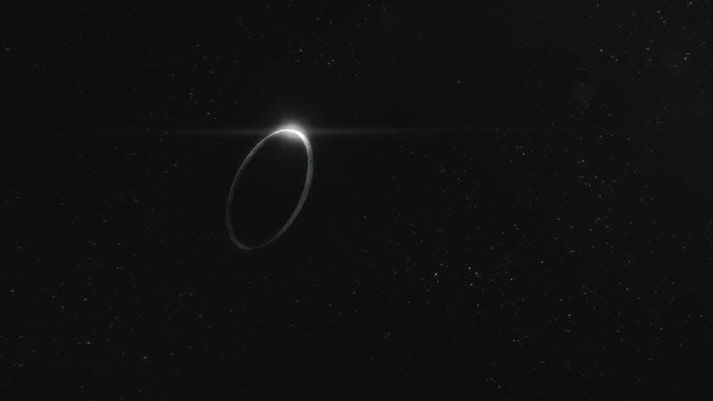 A Halo ring floats in space.