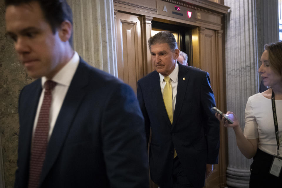 Sen. Joe Manchin (D-WV) walks to the Senate floor for a cloture vote on the nomination of Supreme Court Judge Brett Kavanaugh to the U.S. Supreme Court, at the U.S. Capitol, October 5, 2018 in Washington, DC.