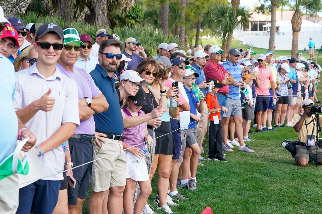 Fans line the 10th fairway during final round action of The Honda Classic at the PGA National Resort in Palm Beach Gardens, Fla., on Sunday, Feb. 27, 2022.