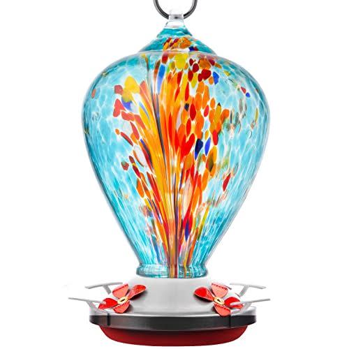 35) Glass Hummingbird Feeder