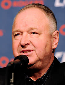 Randy Carlyle was all smiles when introduced to the media as Toronto's new coach on Saturday