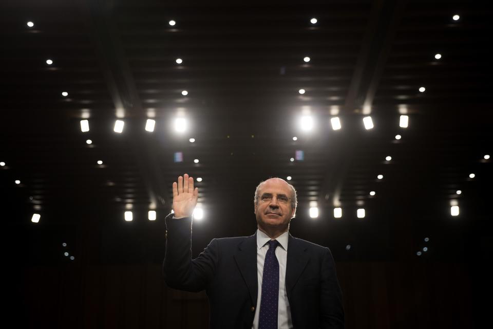 Financier William Browder is sworn in during a Senate Judiciary Committee hearing in 2017.