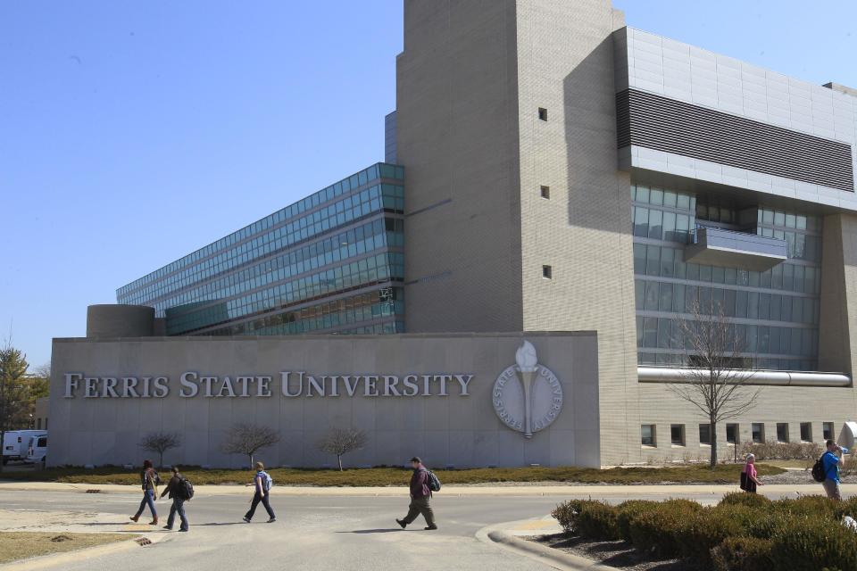 In a March 14, 2012 photo, the university library at Ferris State University in Big Rapids, Mich., is seen. The library houses the Jim Crow Museum of Racist Memorabilia, which says it has amassed the nation’s largest public collection of artifacts spanning the segregation era, from Reconstruction until the civil rights movement, and beyond. (AP Photo/Carlos Osorio)