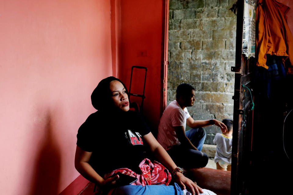 Noronisah Laba Gundarangin, 40, sits inside her sister's home in Marawi City, Lanao del Sur province, Philippines. (Photo: Eloisa Lopez/Reuters)