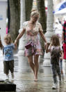 <p>The mum-of-three looked happy to be out and about with her three children. Source: Getty </p>