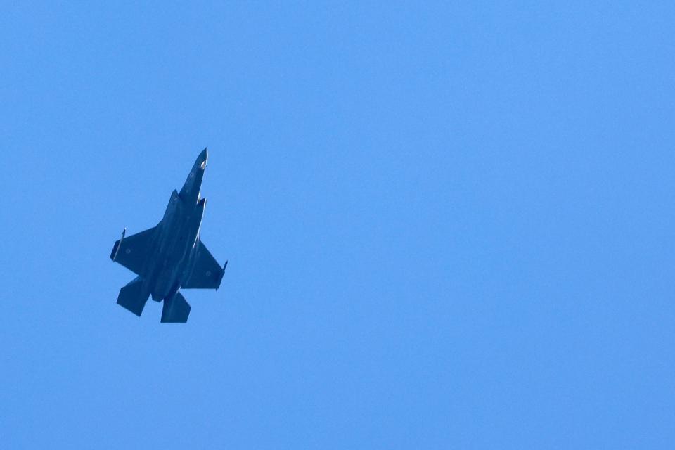 An Israeli F-35 stealth fighter flew over the border area with south Lebanon on March 12, 2024.