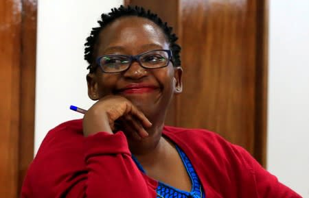 FILE PHOTO: Ugandan academic Stella Nyanzi is seen inside Buganda Road Court where she was charged with denunciations of President Yoweri Museveni