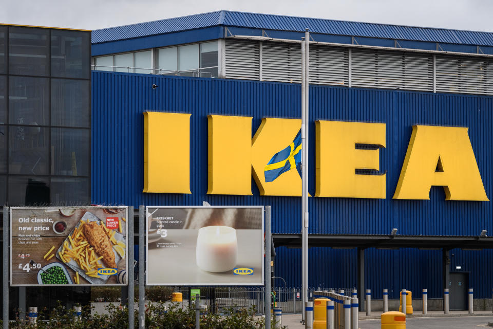 WEMBLEY, ENGLAND - JANUARY 29:  The Swedish flag is flown at half-mast outside a branch of the Ikea furniture store as a tribute to company founder Ingvar Kamprad, on January 29, 2018 in Wembley, England.  Mr Kamprad, who died on January 27, aged 91, started the company in Sweden when just 17 years old.  (Photo by Leon Neal/Getty Images)