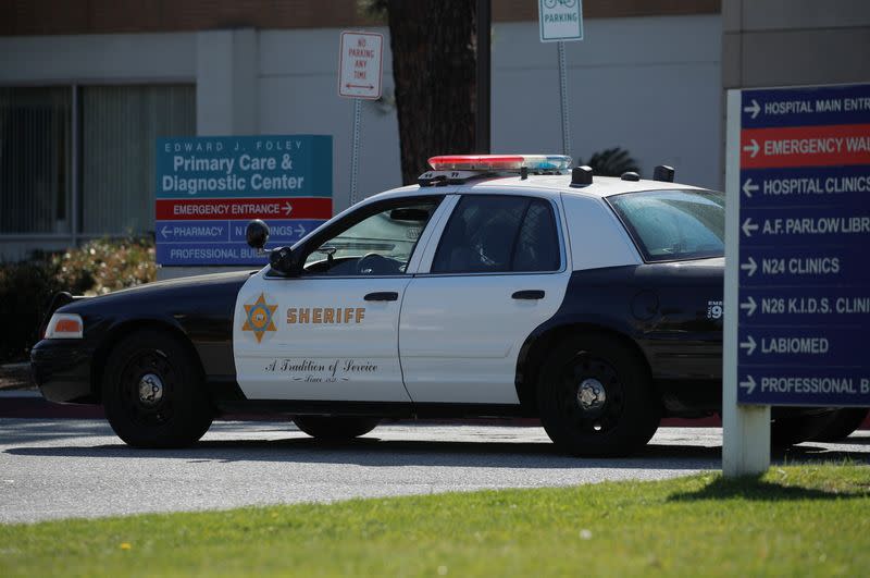 LA County Sheriffs vehicle patrols the Harbor-UCLA Medical Center in Torrance