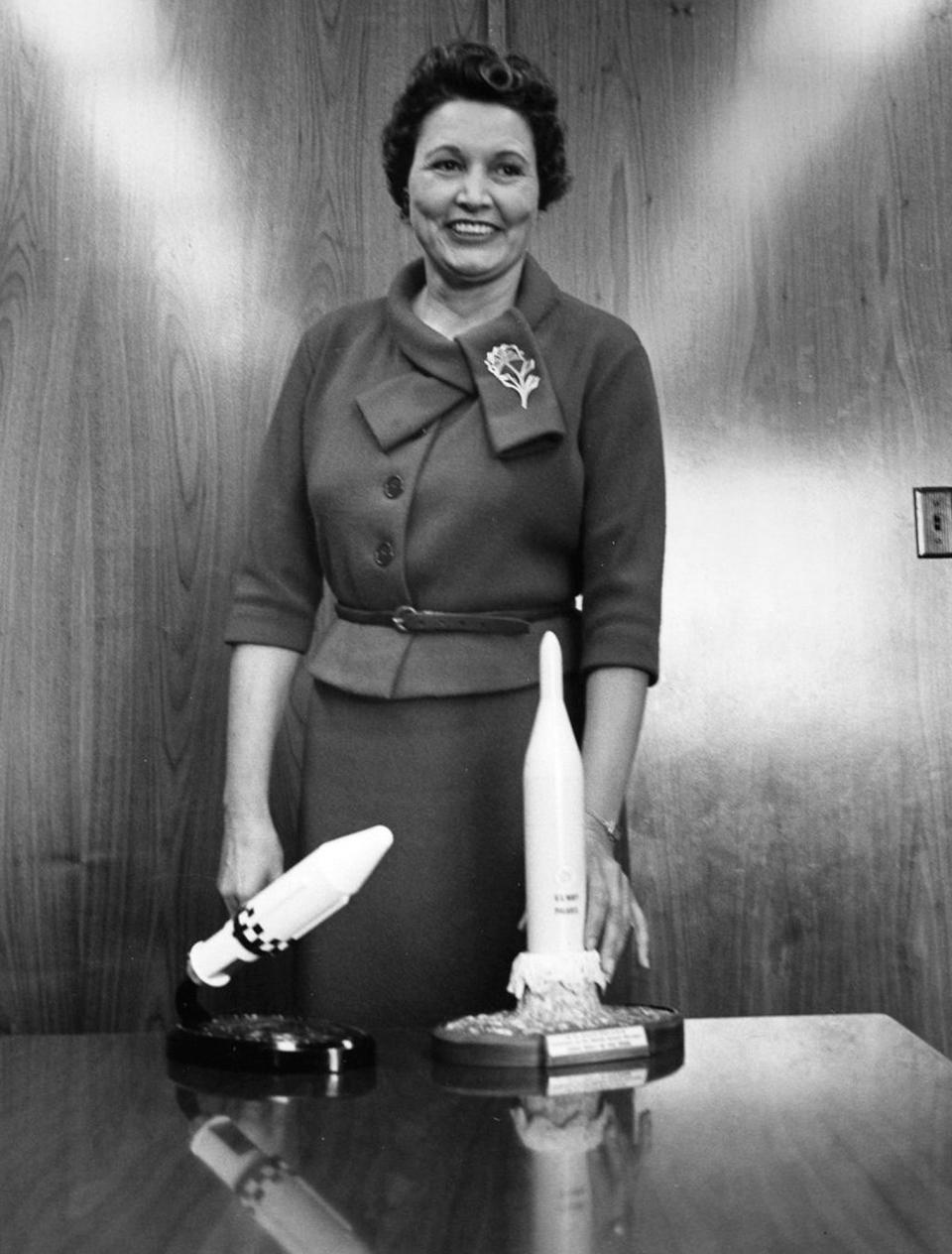 Trailblazing Cherokee rocket scientist Mary Golda Ross, the first-known Native American woman engineer, is memorialized in a new bronze statue on view at the First Americans Museum in Oklahoma City. Photo provided by San Diego Air & Space Museum