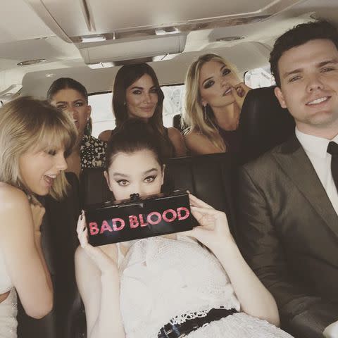 <p>Martha Hunt/Instagram</p> Taylor Swift with her friends heading to the Billboard Music Awards