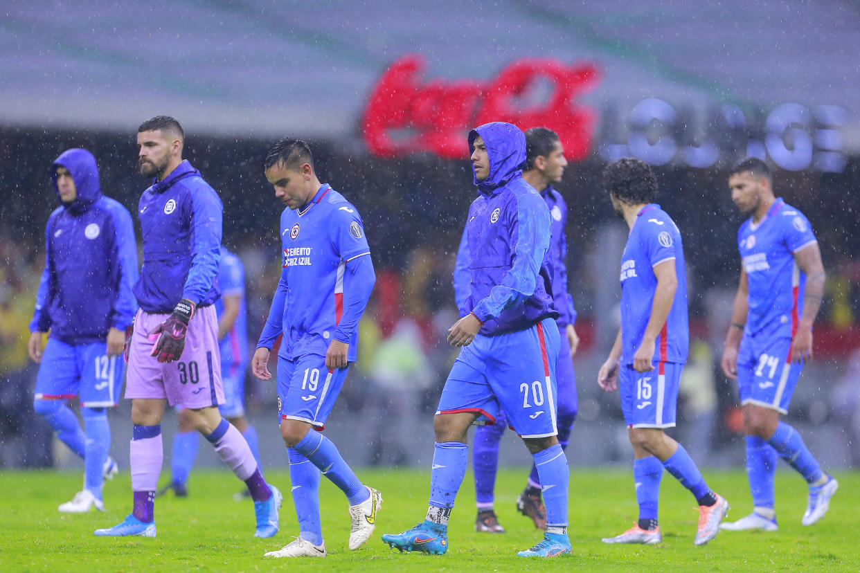 Cruz Azul luego de perder 7-0 ante América el sábado. (Mauricio Salas/Jam Media/Getty Images)