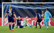 Soccer Football - Women's Champions League Final - Olympique Lyonnais vs VfL Wolfsburg - Valeriy Lobanovskyi Stadium, Kiev, Ukraine - May 24, 2018 Lyon’s Ada Hegerberg celebrates winning the Champions League Final REUTERS/Gleb Garanich