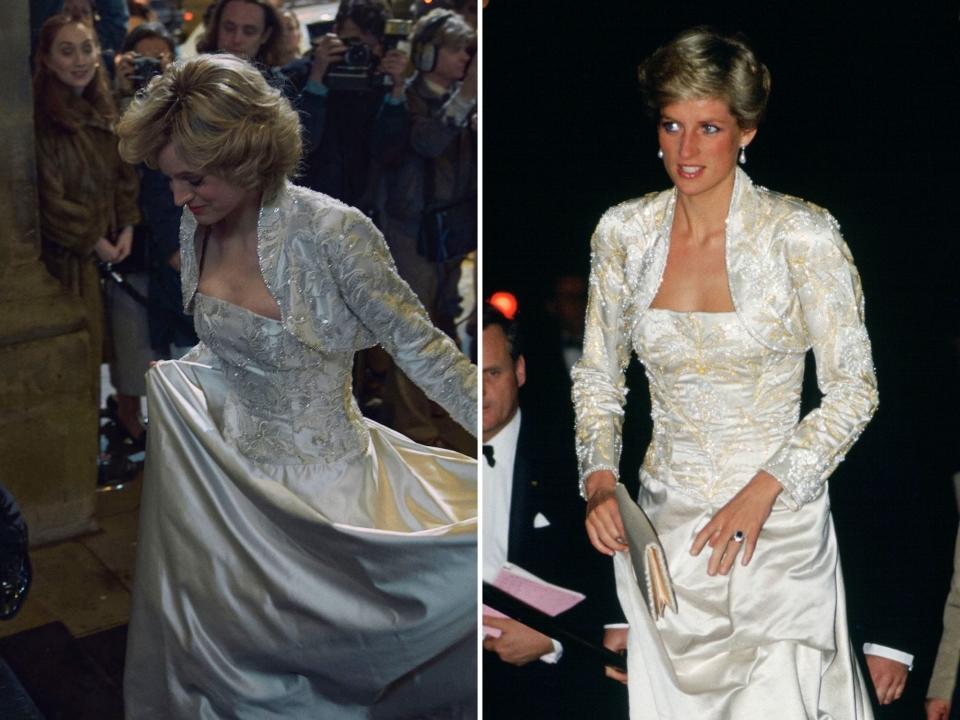 princess diana the crown real life outfits