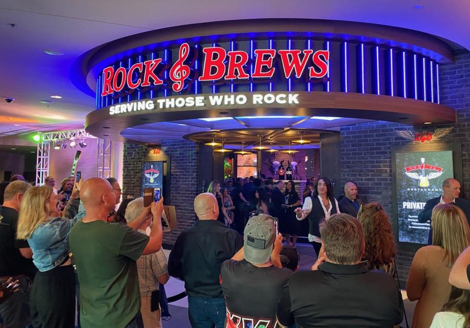 Outside the new Rock & Brews, a rock music-themed restaurant by Gene Simmons and Paul Stanley of the band KISS, at Potawatomi Casino Hotel in Milwaukee.