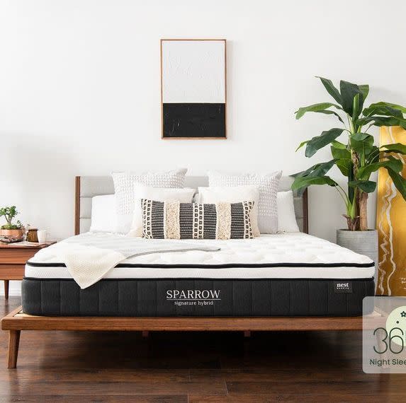 <p>Sparrow Signature Hybrid Mattress</p><p>nestbedding.com</p><p>$1832.00</p><p><a href="https://go.redirectingat.com?id=74968X1596630&url=https%3A%2F%2Fwww.nestbedding.com%2Fproducts%2Fsparrow-signature-hybrid-mattress&sref=https%3A%2F%2Fwww.menshealth.com%2Fhealth%2Fa22064022%2Fmattress-back-pain%2F" rel="nofollow noopener" target="_blank" data-ylk="slk:Shop Now;elm:context_link;itc:0;sec:content-canvas" class="link rapid-noclick-resp">Shop Now</a></p><span class="copyright">Courtesy of Retailer</span>