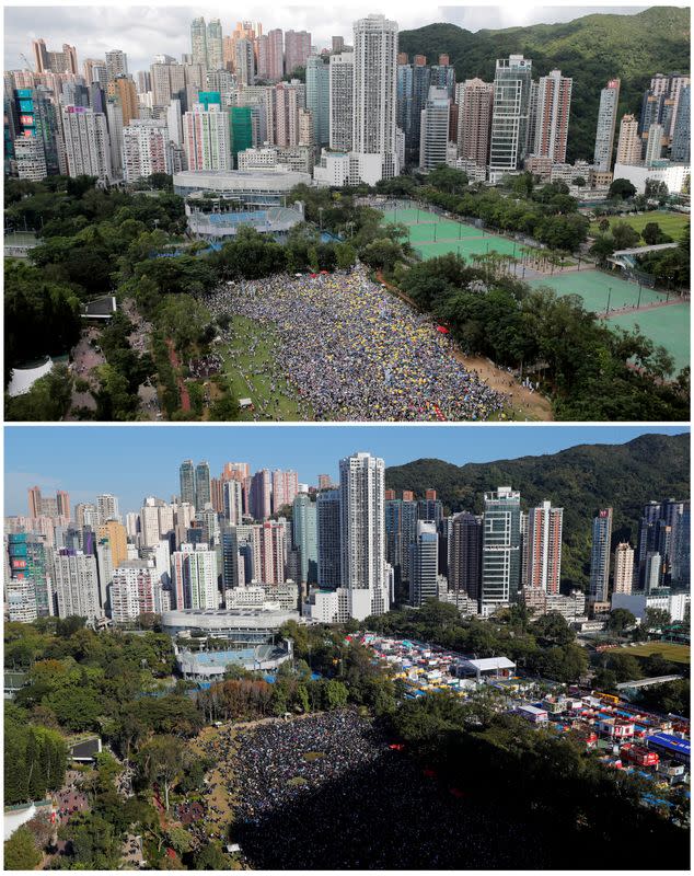 FILE PHOTO: A combination image shows protests on June 9, 2019 and on December 8, 2019