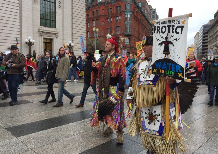 Dakota Sky (L) and Jody Gaskin at the Native Nations Rise march in Washington, D.C. on March 10. (Garance Franke-Ruta/Yahoo News)