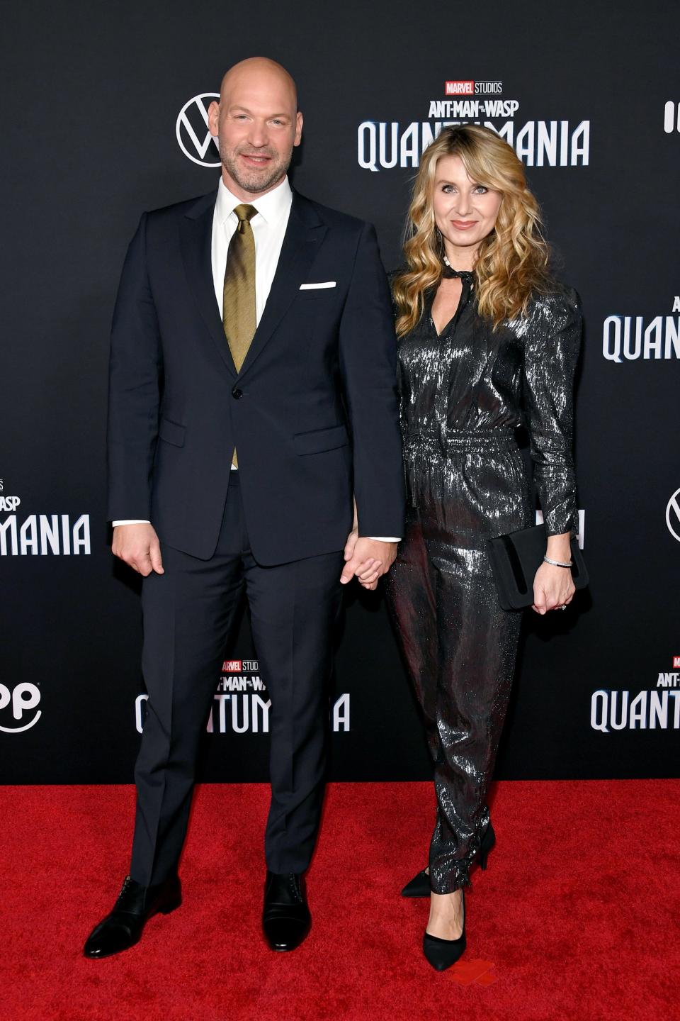 Corey Stoll and Nadia Bowers attend Marvel Studios' “Ant-Man And The Wasp: Quantumania" at Regency Village Theatre on February 06, 2023 in Los Angeles, California.