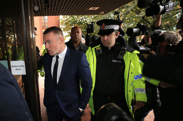 Everton striker Wayne Rooney arrives at Stockport Magistrates' Court, where he is due to appear charged with drink driving.