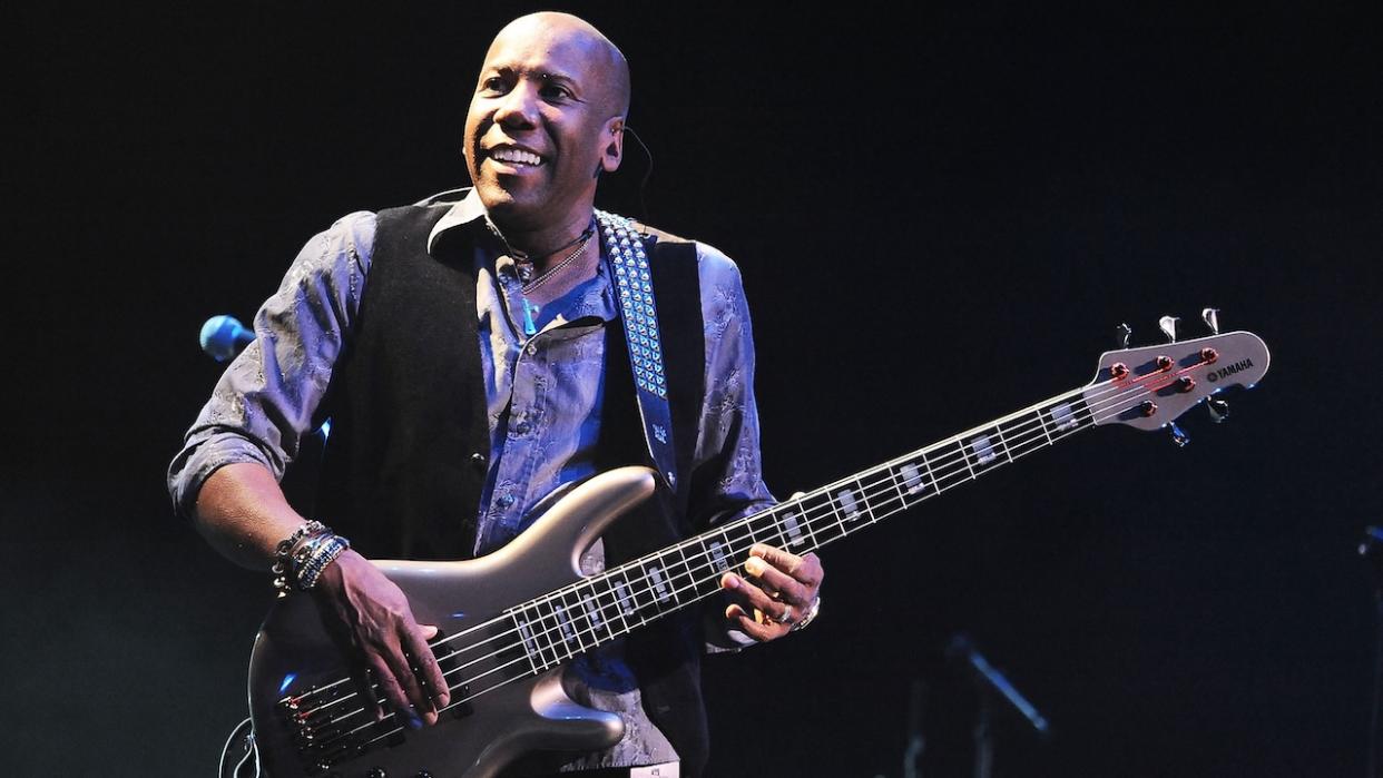  Nathan East of Toto performs live during their 35th Anniversary Tour at the Nippon Budokan on April 28, 2014 in Tokyo, Japan. 
