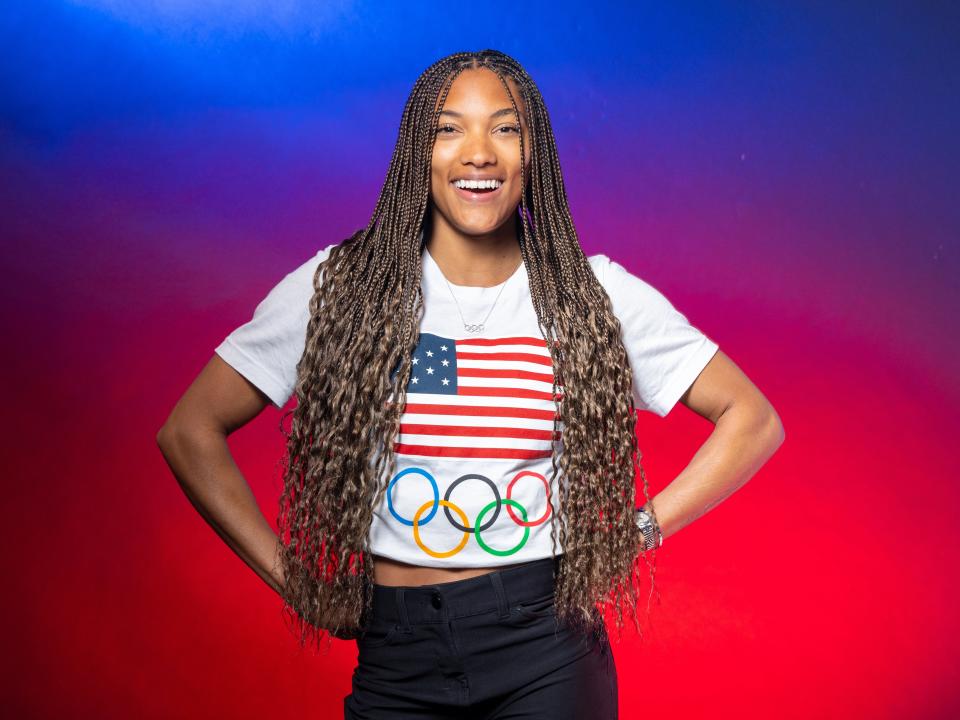 Tara Davis-Woodhall Team USA portrait.