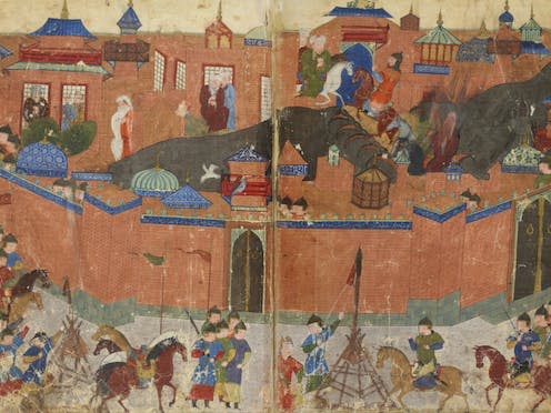 <span class="caption">Detail from a 15th century manuscript recounting the siege of Baghdad by the Mongols in 1258.</span> <span class="attribution"><a class="link " href="https://upload.wikimedia.org/wikipedia/commons/a/af/Bagdad1258_%28cropped%2C_4to3landscape%29.jpg" rel="nofollow noopener" target="_blank" data-ylk="slk:Wikimedia;elm:context_link;itc:0;sec:content-canvas">Wikimedia</a></span>