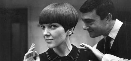 <span class="caption">Mary Quant with Vidal Sassoon, 1964</span> <span class="attribution"><span class="source">photograph by Ronald Dumont, Image courtesy of V&A Museum</span></span>