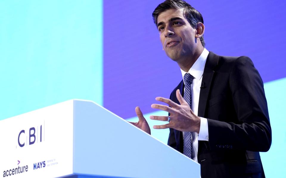 Rishi Sunak, the Prime Minister, addresses the CBI's annual conference in Birmingham today - Christopher Furlong /Getty Images Europe 