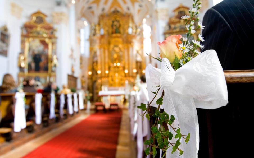 Wedding decor in a church