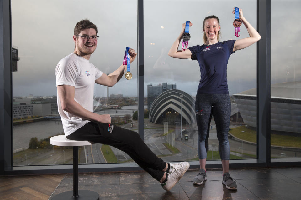 Scott Mclay joined Scottish swimming legend Hannah Miley in Glasgow to unveil the medals for the LEN Short Course Championships next month