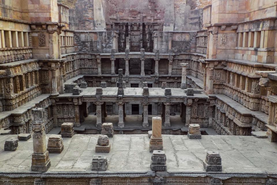 Unesco world heritage site Rani ki vav (stepwell), Patan, on the banks of the Saraswati River, was initially built as a memorial to a king in the 11th century AD. Stepwells are a distinctive form of subterranean water resource and storage systems on the Indian subcontinent, and have been constructed since the 3rd millennium BC