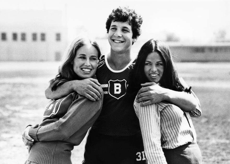 From l to r: Lisa Reeves, Guttenberg and Meredith Baer in the actor's first starring role in a feature film, 1977's The Chicken Chronicles. (Photo: Courtesy Everett Collection)