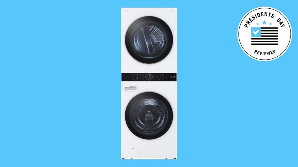 This LG WashTower features a washer and dryer in one package on sale at Best Buy for Presidents Day.