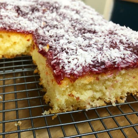 1) Coconut and jam cake