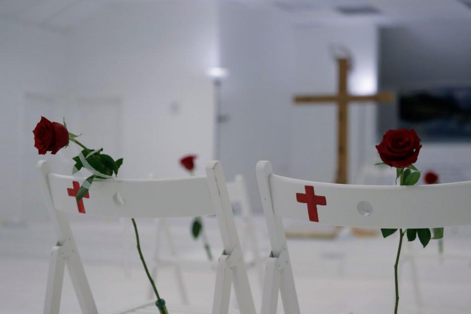 A memorial for the victims of the shooting at Sutherland