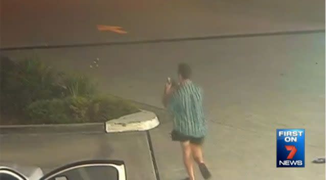 Kane Wiblen can be seen on CCTV filming the alleged incident. Source: 7News