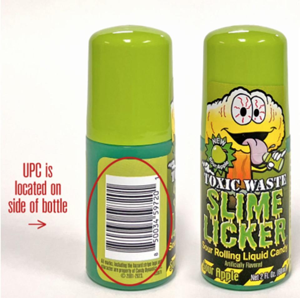 PHOTO: Slime Licker Sour Rolling Liquid Candies. Millions of candy products with a rolling ball dispenser have been recalled due to a choking hazard by the Consumer Product Safety Comission. (United States Consumer Product Safety Commission)